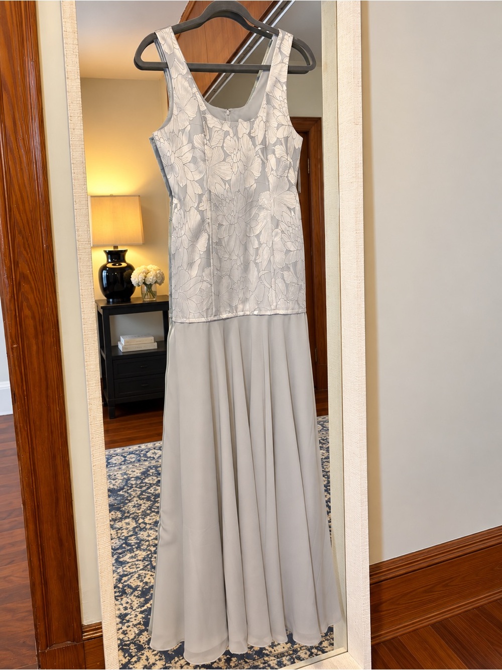 Because of Alice Jacquard Corset Chiffon Gown Frost NWT